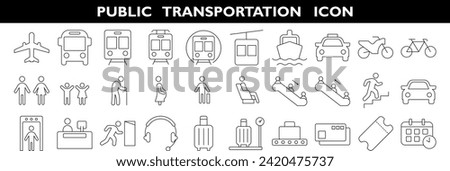 public transportation and facilities icon. thin line editable stroke.