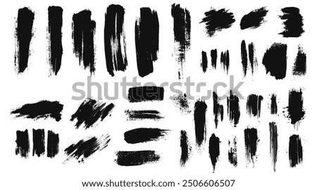 Big collection set of black paint brush, stroke, line, grunge. freehand drawing doodle. artistic dirty.