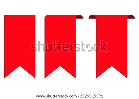 red ribbon set bookmark flat design tag. isolated image background. eps 10