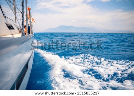 Similar – Image, Stock Photo from a boat  in  beautiful panorama coastline sea and rock