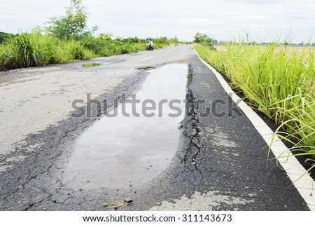 Asphalt surface on the street was demolished due to poor construction.