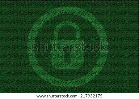 encrypted digital lock with green binary code
