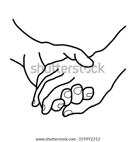 illustration vector doodles hand drawn female and a male person holding hands