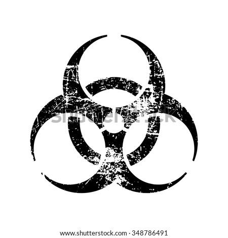 illustration vector black biohazard grungy rubber stamp symbol isolated on white