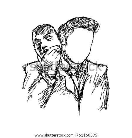 businessman remove his face off his head vector illustration sketch hand drawn with black lines isolated on white background