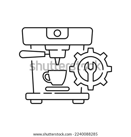 Coffee machine repair icon design. Mixer with gear and wrench vector icon. isolated on white background. vector illustration