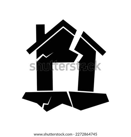 Earthquake damage house icon dsign. Earthquake disaster vector icon. isolated on white background