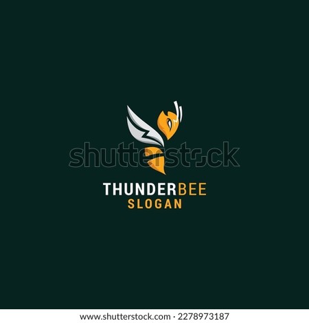 Thunder bee logo icon design template. vector luxury