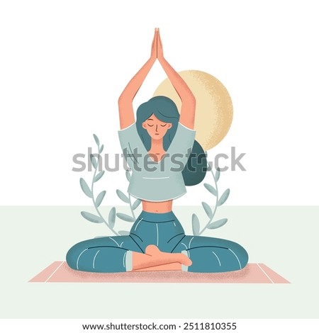 Beautiful girl doing yoga illustration, international yoga day, yoga day banner, yoga day background. Vector