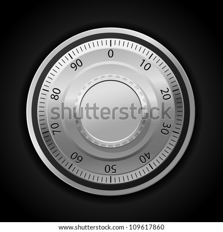 Vector illustration of combination lock wheel dark background