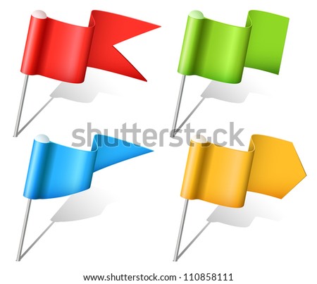 Set of vector multicolored flag pins