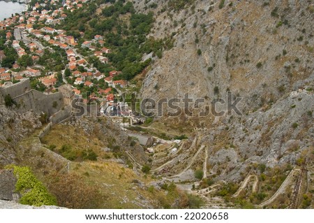 provincial town at the foot of mount in the Montenegro