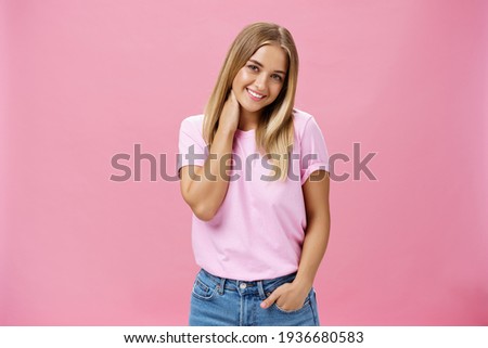 fairhair girl with pink nails