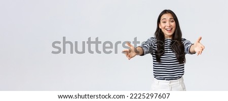 Similar – Image, Stock Photo Hand reaches forward to light from first person perspective