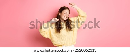 Similar – Image, Stock Photo Relaxed fashionable caucasian woman wearing red asian style kimono and traditional asian paddy hat walking amoung beautiful green rice fields and terraces on Bali island