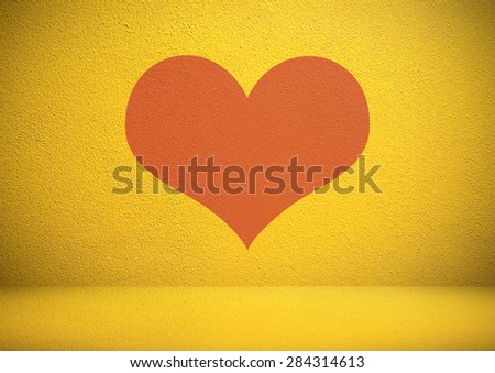 Red Heart on Clear Yellow wall