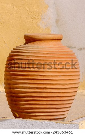 Traditional Greek vase made in Fira, Santorini island