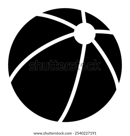 Ball Icon in Black Fill. Glyph Style. Isolated on White Background