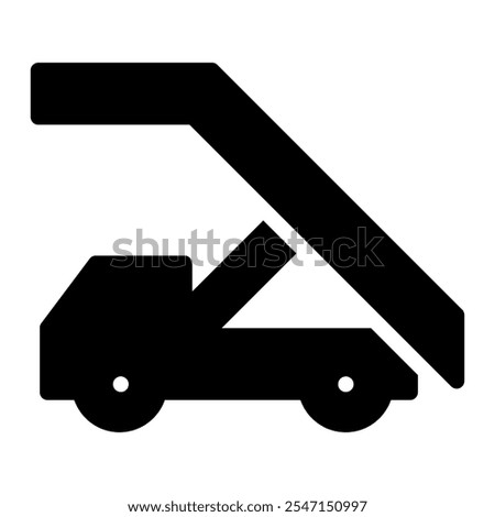 Stair truck icon in Glyph Style. Black Fill
