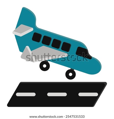 Plane landing icon in Flat Style. Color Fill