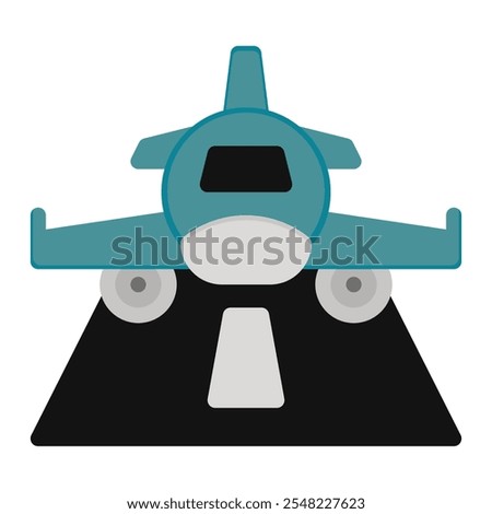 Plane arrival icon in Flat Style. Color Fill