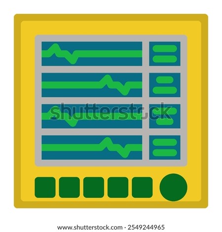 heart monitor icon in Flat Style. Color Fill