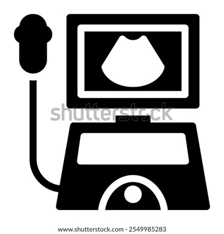 Ultrasonography icon in Glyph Style. Black Fill