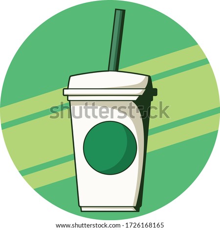 Vector icon for Starbucks Coffee Cup. Cartoon style and have a retro style for shadow.