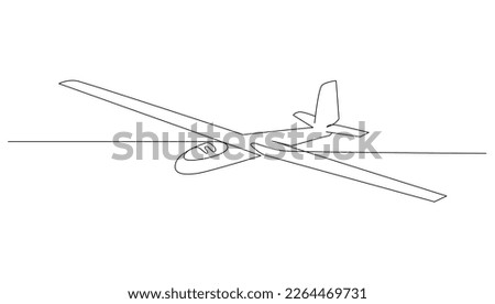 Continuous line art or One Line drawing Air gliding for vector illustration, extreme sports. graphic design modern continuous line drawing