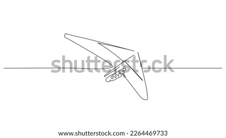 Continuous line art or One Line drawing Hang gliding for vector illustration, extreme sports. graphic design modern continuous line drawing