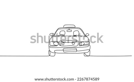 Continuous line art or one line drawing a taxi for vector illustration, public transportation. public vehicle concept. graphic design modern continuous line drawing