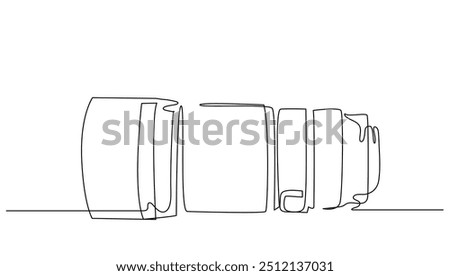 Continuous Tele Lens Camera from Side Isolated. Concept photography,business,digital vector illustration