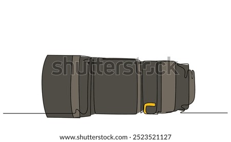 Continuous Tele Lens Camera from Side Isolated. colorful Concept photography,business,digital vector illustration	