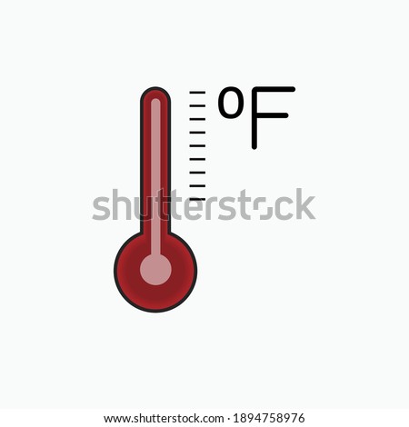 Thermometer Icon With Fahrenheit Degree - Vector Logo Template.