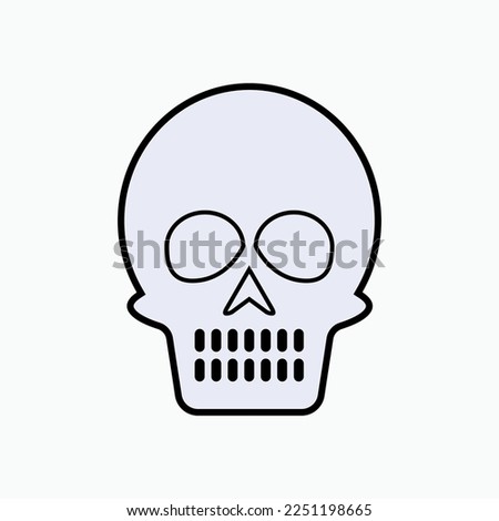 Skull Icon within Line Art Style. Dangerous, Horror. Dead, Scary Symbol.