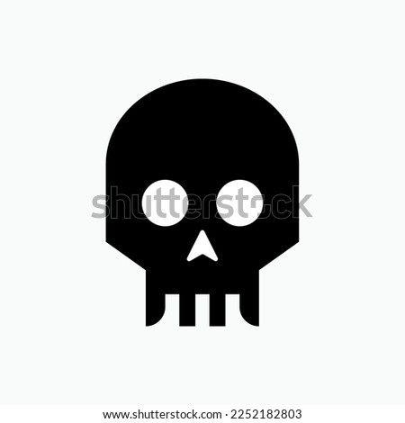 Skull Icon within Glyph Style. Dangerous, Horror. Dead, Scary Symbol.