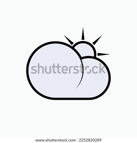 Cloudy Icon. Sun Behind Cloud. Forecast, Weather Symbol.