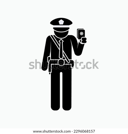 Immigration Staff Icon. Border Officer, Customs Symbol. Aviation Security Symbol.