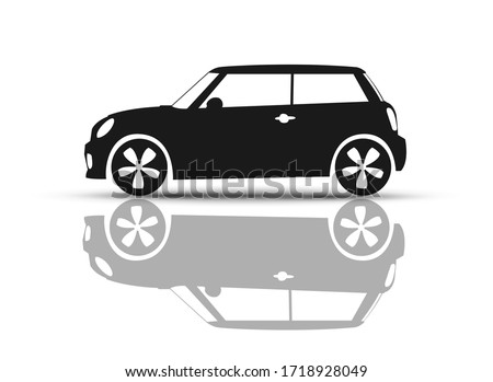 Car Vehicle Mini Back and White British hatchback logo illustration