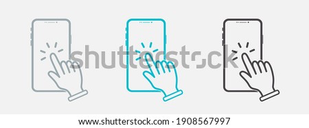 Mobile phone touch screen icon. Line, glyph and filled outline colorful version, Smartphone touchscreen tap outline and filled vector sign. Symbol, logo illustration. Different style icons set