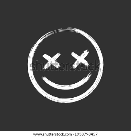 vector Illustration Scary Grunge Smile Face Sticker.