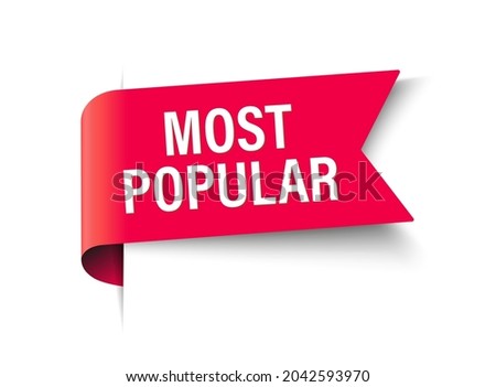 red vector realistic banner ribbon most popular