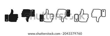 Thumb Up and Thumb Down Vector Illustration Logo. Thumb Up and Thumb Down Icons Isolated Collection