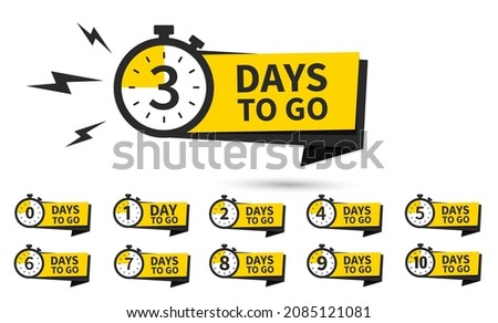 Countdown left days banner 1 2 3 4 5 6 7 8 9 10 of days to go Collection badges sale landing page banner. Vector illustration