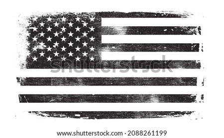 American Flag Background. Grunge Aged Vector Template. Horizontal orientation. Monochrome gamut. Black and white. Grunge layers can be easy editable or removed.
