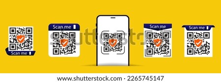 Scan qr code icon. Quick response code or QR code set for smartphone. QR code for mobile app, payment and website. Scan me phone tag. Vector illustration