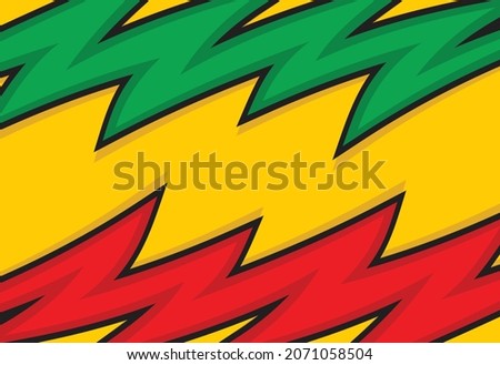 Abstract background with zigzag pattern and with Jamaican color theme