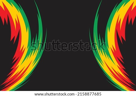 Abstract background with spikes and zigzag pattern and with Jamaican color theme