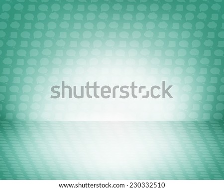 Background - green empty room with chat bubble icon pattern