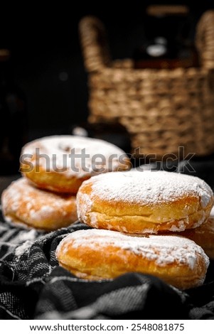 Similar – Image, Stock Photo Person pouring sugar powder with tea strainer above cake